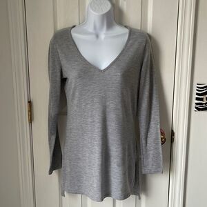 Gray long sleeve side slit shirt